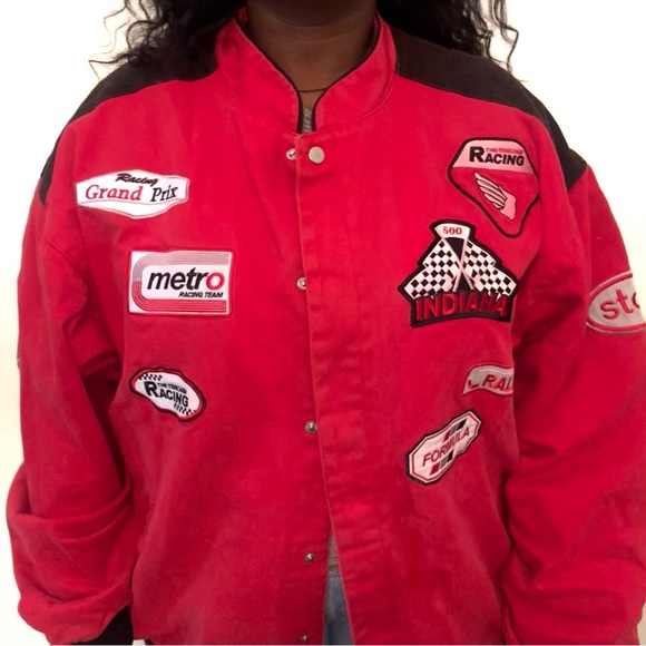 Vintage Jackets & Blazers - Indy 500 Formula 1 Nascar vintage racing jacket red black white patches sz XXXL